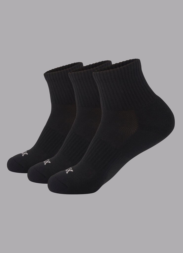 Black Quarter Socks Three-Pack shown in the selected color or assortment
