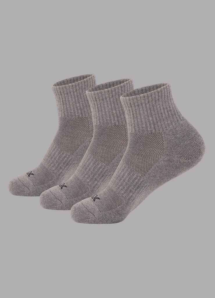 Grey Quarter Socks Three-Pack shown in the selected color or assortment