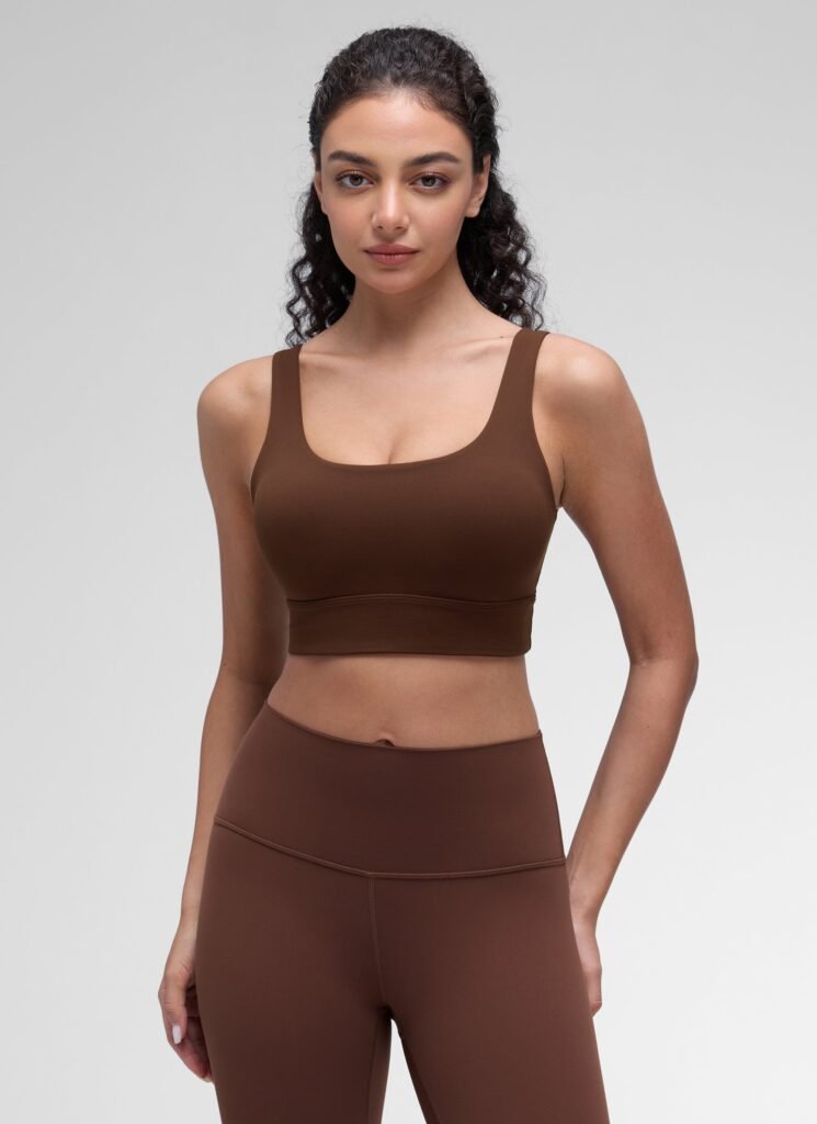Brown U-Back Longline Sports Bra shown in the selected color or assortment