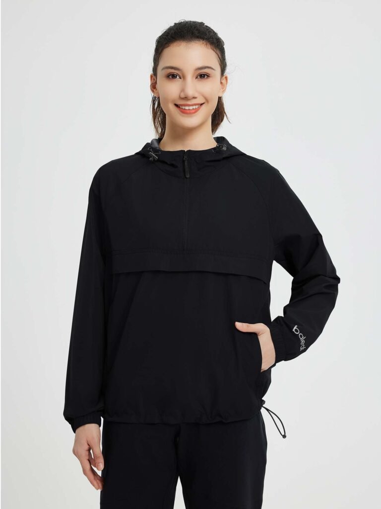 Black Quarter-Zip Hooded Jacket shown in the selected color or assortment