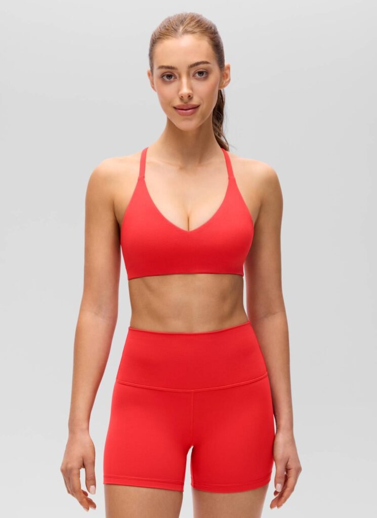 Deep Red Racerback Sports Bra shown in the selected color or assortment