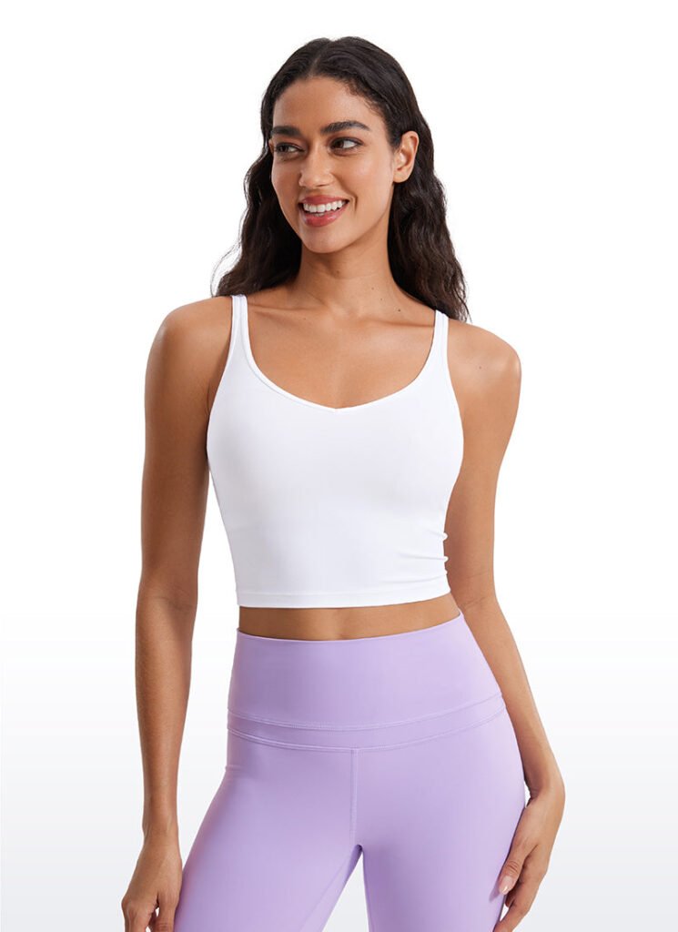 White V-Neck Longline Sports Bra shown in the selected color or assortment