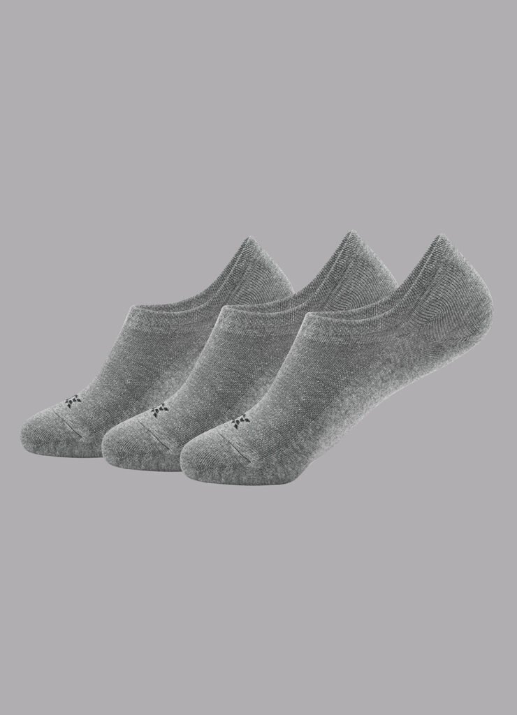 Grey No-Show Socks Three-Pack shown in the selected color or assortment