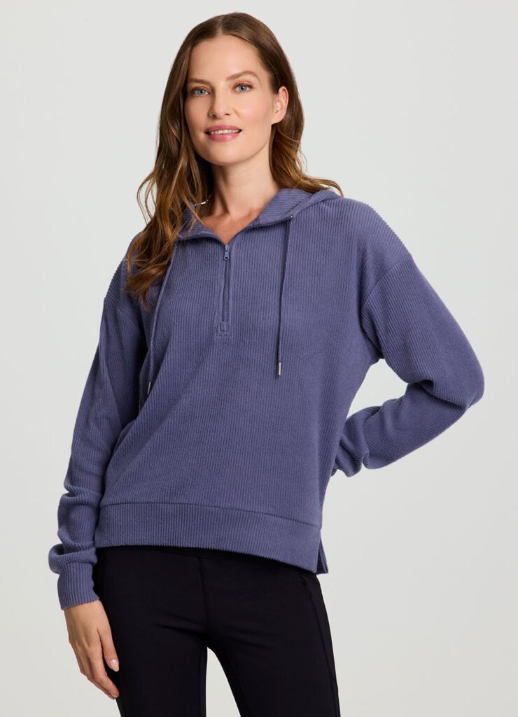 Blue Ribbed Gym Hoodie shown in the selected color or assortment